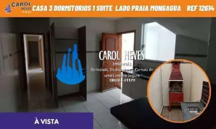Casa 3 dormitorios 1 suite churrasqueira lado praia a vista mongagua