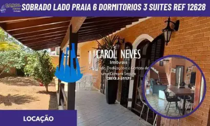 SOBRADO LOCACAO LADO PRAIA 6 DORMITORIOS 3 SUITES PERUIBE