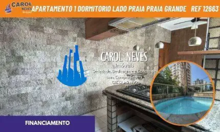 Apartamento 1 dormitorio piscina lado praia financiamento praia grande