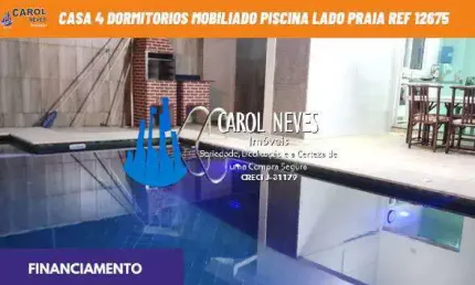 CASA 4 DORMITORIOS MOBILIADO PISCINA LADO PRAIA FINANCIAMENTO PERUIBE