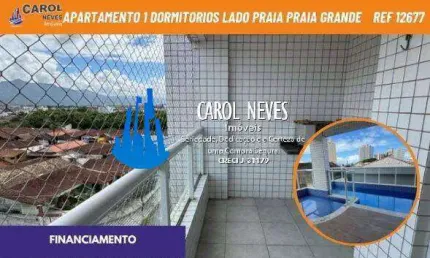 Apartamento 1 dormitorio piscina lado praia financiamento praia grande