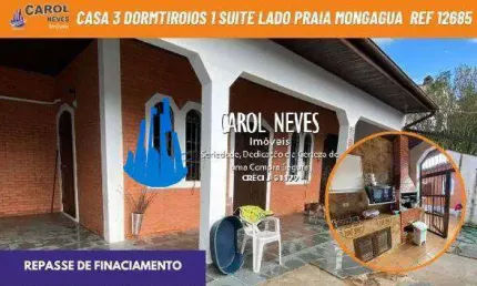 Casa isolada 3 dormitorios 1 suite edicula lado praia repasse mongagua