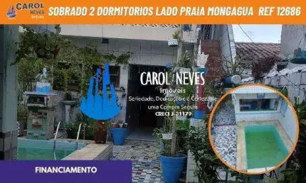 Sobrado 2 dormitorios piscina lado praia financiamento mongagua