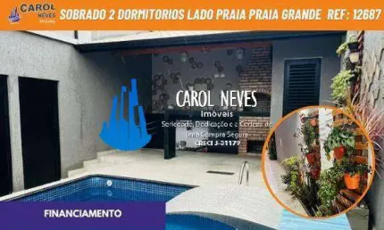 Sobrado 2 dormitorios piscina lado praia financiamento praia grande
