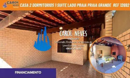 Casa 2 dormitorios 1 suite lado praia financiamento mongaguá