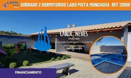 Sobrado condominio fechado 2 dormitorios lado pista financiamento mongagua