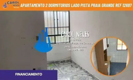 Apartamento 2 dormitorios lado pista financiamento praia grande