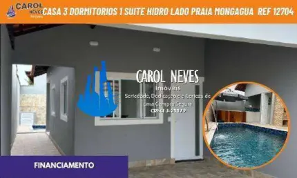 Casa 3 dormitórios 1 suite hidromassagem lado praia financiamento mongaguá
