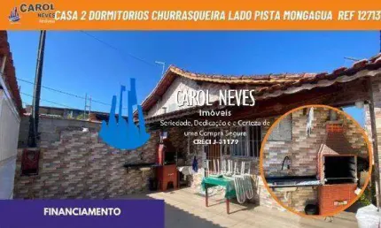 Casa 2 dormitorios churrasqueira lado pista financiamento mongagua