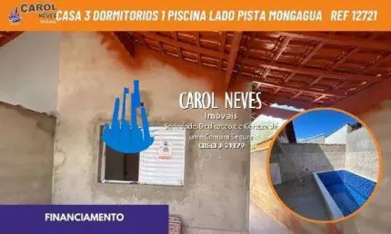 Casa 3 dormitorios 1 suite piscina lado pista financiamento mongagua