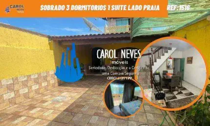 SOBRADO 3 DORMITORIOS 1 SUITE LADO PRAIA A VISTA FLORIDA MIRIM MONGAGUA