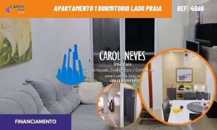 APARTAMENTO 1 DORMITÓRIO PÉ NA AREIA FINANCIAMENTO BANCÁRIO MONGAGUÁ