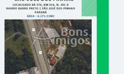 Terreno comercial à venda na Rodovia BR-376, 301 D, Barro Preto, São José dos Pinhais por R$ 1.800.000