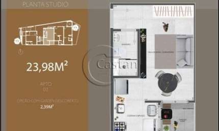 Apartamento com 1 quarto à venda na Rua Umuarama, --, Vila Prudente, São Paulo, 23 m2 por R$ 225.094