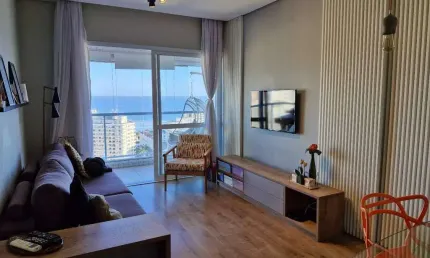Apartamento com 1 dormitório vista mar à venda no legend residence - gonzaga, santos/sp