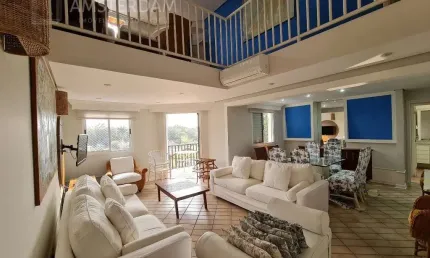 Magnífica Cobertura de 4 Quartos na Riviera - Bertioga-SP: 2 Suítes, 2 Salas, 4 Banheiros, 3 Vagas, 210m². Imperdível!