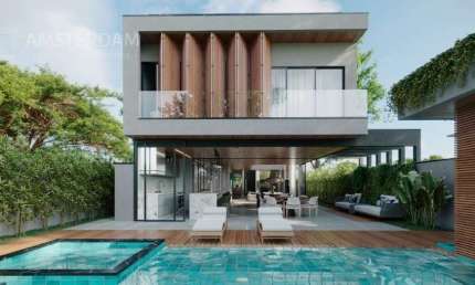 Luxuosa casa em condomínio à venda em Bertioga-SP, bairro Módulo 5: 5 quartos, 5 suítes, 3 salas, 6 banheiros, 4 vagas, 588m².