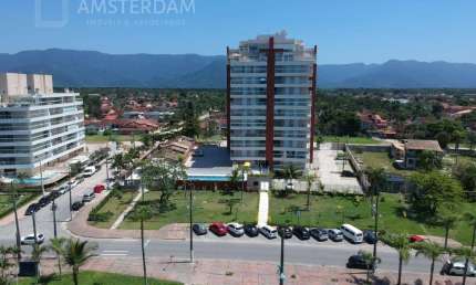 Apartamento com 3 dormitórios frente ao Mar com varanda gourmet ampla no Litoral Norte SP Bertioga