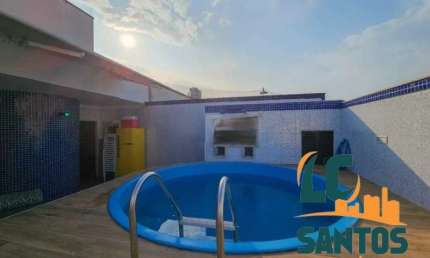 Cobertura com 263m², suíte presidencial, piscina, churrasqueira. Reformada e porteira fechada - Boqueirão Santos.