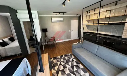Apartamento para locação na Chácara Santo Antônio, São Paulo-SP: 1 quarto, 1 suíte, 1 sala, 2 banheiros, 2 vagas de garagem, 77m².