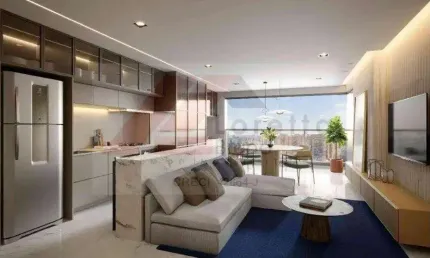 Projeto de torre única, com opções de plantas de 77m².