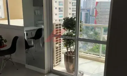 Locação de sala comercial de alto padrão na cidade monções, são paulo-sp: 1 sala, 2 banheiros, 1 vaga de garagem, 85m².