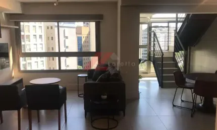 Cobertura de alto padrão para locação no Jardim Paulista: 2 quartos, 2 suítes, 1 sala, 3 banheiros, 2 vagas de garagem, 87m².