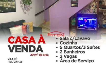 Casa com 5 quartos à venda na Rua Municipal, 807, Vila Ré, São Paulo