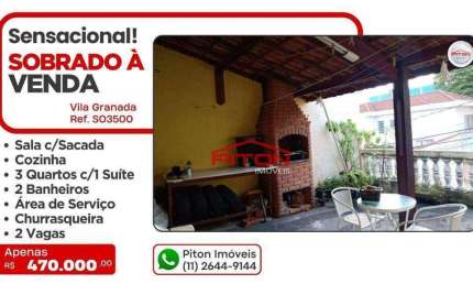 Casa com 3 quartos à venda na Travessa Edgard Oscar Cocker, 4, Vila Granada, São Paulo