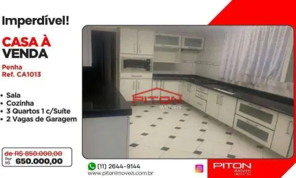 Casa com 3 dormitórios à venda, 180 m² por R$ 650.000,00 - Penha - São Paulo/SP