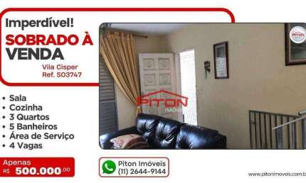 Casa com 3 quartos à venda na Avenida Luiz Imparato, 281, Vila Cisper, São Paulo