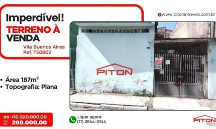 Terreno comercial à venda na Rua Iberê da Costa Franco, 227, Vila Buenos Aires, São Paulo