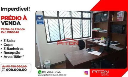 Prédio à venda, 189 m² por r$ 600.000,00 - penha - são paulo/sp