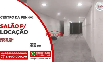 Salão para alugar, 150 m² por R$ 10.176,29/mês - Penha - São Paulo/SP