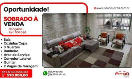 Casa com 3 quartos à venda na Rua Thomás Cooke, 44, Cangaíba, São Paulo