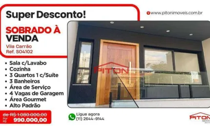 Casa com 3 quartos à venda na Rua Dentista Barreto, 844, Vila Carrão, São Paulo