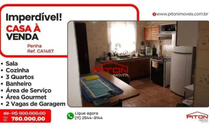 Casa com 3 quartos à venda na Rua Doutor João Augusto de Assunção, 207, Penha, São Paulo