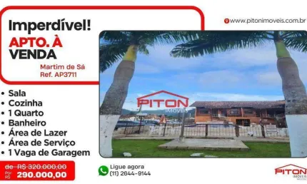 Apartamento com 1 quarto à venda na Avenida Nilo Braga Garcez, 580, Martim de Sá, Caraguatatuba