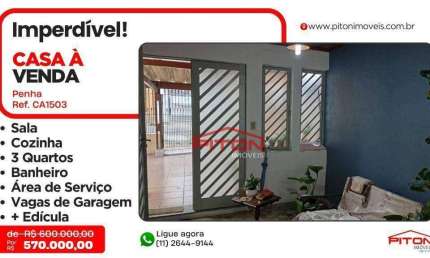 Casa com 3 quartos à venda na Rua Siuci, 253, Penha, São Paulo