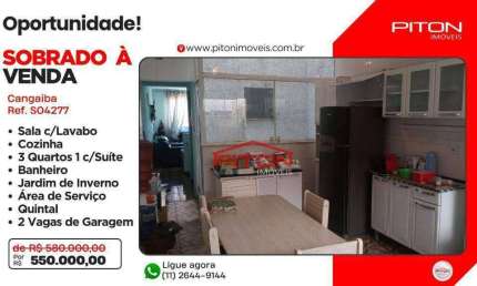 Casa com 3 quartos à venda na Rua Jaime Taveira, 203, Cangaíba, São Paulo