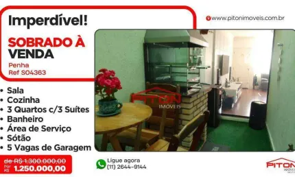 Casa com 3 quartos à venda na Rua Mirandinha, 394, Penha, São Paulo