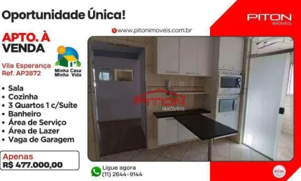Apartamento com 3 quartos à venda na Rua Atuaí, 144, Vila Esperança, São Paulo