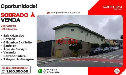 Sobrado com 6 dormitórios à venda, 315 m² por R$ 1.100.000,00 - Vila Carrão - São Paulo/SP