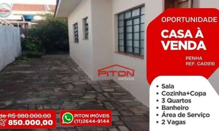 Casa com 3 quartos à venda na Rua Maria Emília, 166, Penha, São Paulo