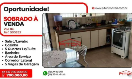 Casa com 5 quartos à venda na Rua São Serapião, 346, Vila Ré, São Paulo