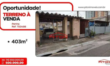 Terreno à venda na Rua Marapitanas, 206, Penha, São Paulo