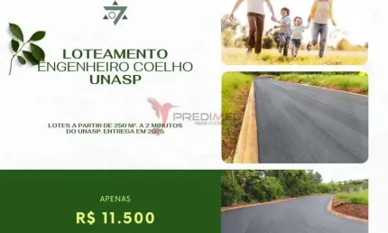 Loteamento em Engenheiro Coelho: A 2 minutos do UNASP