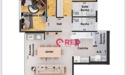 Apartamento com 3 quartos à venda, 95 m² por R$ 855.634 - Vila São José - Votorantim/SP