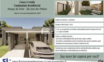 Casa com 3 quartos à venda na rua professor antônio dantas, 1552, parque da fonte, são josé dos pinhais, 86 m2 por r$ 600.000
