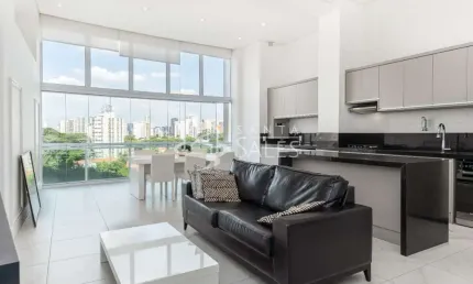 Apartamento de Alto Padrão no Brooklin Paulista: 1 quarto, 1 suíte, 1 sala, 2 banheiros, 2 vagas, 85m² - São Paulo-SP.